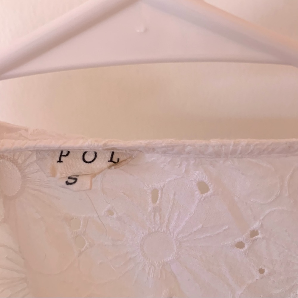 POL / free people white floral puff sleeve crop top - Picture 6 of 7